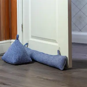 Nicola Spring - Chevron Draught Excluder - 80cm Blue