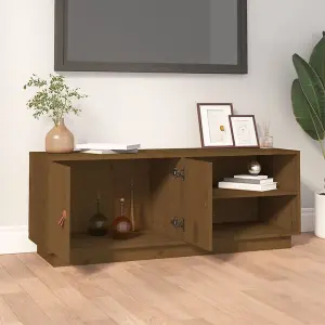 Berkfield TV Cabinet Honey Brown 105x34x40 cm Solid Wood Pine