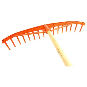 Plastic Garden Rake for Hay, Leaves, Lawn, 63 cm / 25 in with 18 Tins, Ideal Gardening Tool (With Handle)