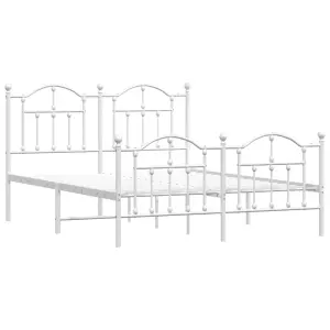 Berkfield Metal Bed Frame with Headboard and Footboard White 140x190 cm