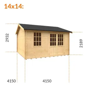 14ft x 14ft (4150mm x 4150mm) Horsforth "The Tallahassee" 28mm Log Cabin With 1 Window