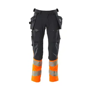 Mascot Accelerate Safe Trousers with Holster Pockets - Dark Navy/Hi-Vis Orange   (35.5) (Leg Length - Regular)