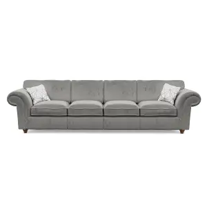 Windsor 4 Seater Silver Sofa - Brown Feet