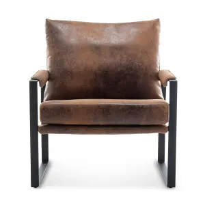 Faux Leather Suede Brown Graziana Accent Chair