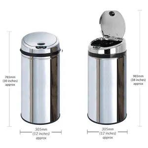 Ladson Steel Motion Sensor Rubbish Bin Chrome / 42L