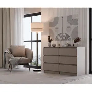 Olhouser 6 Drawer 120Cm W Double Dresser Grey