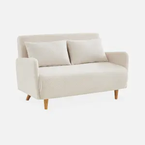 sweeek. 2-seater scandinavian convertible sofa with boucle fabric Panam boucle Off-White Boucle 131x75x81 cm