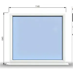 1145mm (W) x 1045mm (H) PVCu StormProof Window - 1 Non Opening Window - Toughened Safety Glass - White