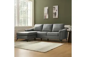 Emma 3 Seater Sofa With Chaise, Grey Air Leather