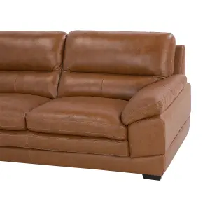 3 Seater Leather Sofa Golden Brown HORTEN