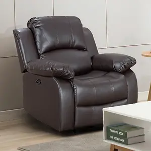 Electric Recliner Chair in Faux Leather Brown