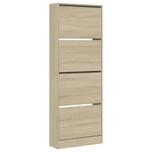 Berkfield Shoe Cabinet Sonoma Oak 60x21x163.5 cm Engineered Wood