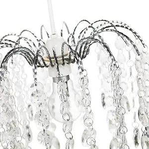 Contemporary Waterfall Pendant Shade with Transparent Acrylic Droplets and Beads