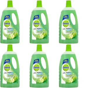 Dettol Power and Fresh Multi Purpose Cleaner, Refreshing Green Apple, 1L (Pack of 6)