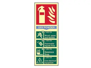 Photoluminescent Dry Powder Fire Extinguisher Safety Sign - 75 x 200mm