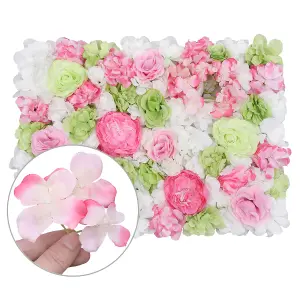 Artificial Flower Wall Backdrop Panel, 60cm x 40cm, Lime Green & Pink