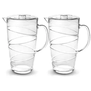 HEFTMAN Clear Swirl Acrylic Jugs - 2 Litre - Pack Of 2