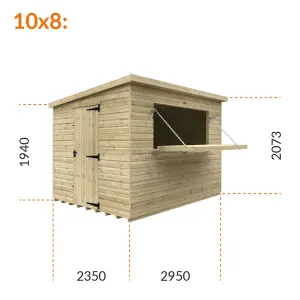 10ft x 8ft (2950mm x 2350mm) Horsforth Elite Pressure Treated Shiplap Pent Bar Shed