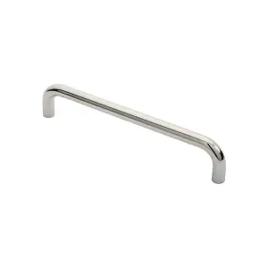 2x Round D Bar Pull Handle 319 x 19mm 300mm Fixing Centres Bright Steel