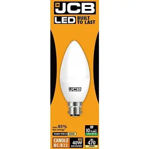 JCB LED Candle 470lm Opal 6w Light Bulb B22 2700k White (One Size)