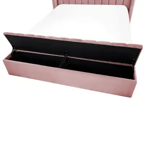 Velvet EU Double Size Bed with Storage Bench Pink NOYERS