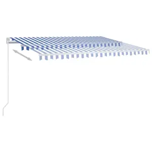 Berkfield Manual Retractable Awning with LED 400x300 cm Blue and White