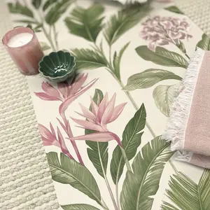 Oliana Floral Wallpaper Green / Pink Belgravia 8495