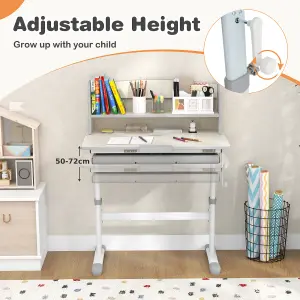 Costway Kids Study Desk Height Adjustable Children Writing Table w/ Tilt Desktop