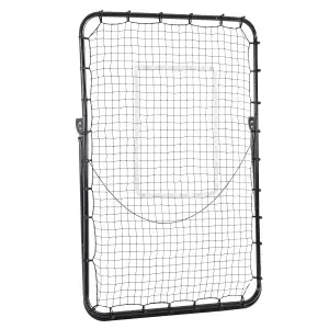 HOMCOM Foldable Football Rebounder Net Adjustable Angles with Target Zone, Black