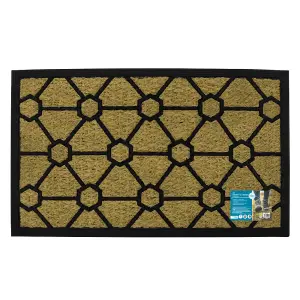 JVL Woven Coir Tuffscrape Doormat, 45x75cm, Geometric