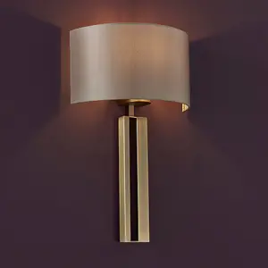 Luminosa Macerata Wall Lamp Matt Antique Brass Plate & Mink Satin Fabric