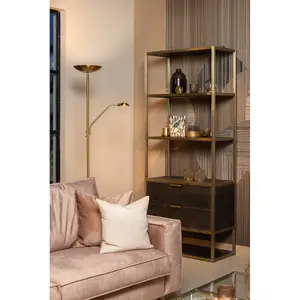 Lucide Zenith Modern Floor Reading Lamp - LED Dim. - 3000K - Matt Gold, Brass