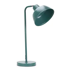 ValueLights Morris Teal Metal Stem Table Lamp with Angled Dome Shade for Living Room Bedroom office - LED Bulb Included