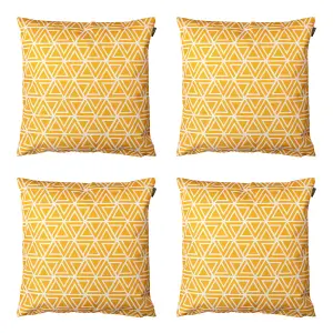 Veeva Indoor Outdoor Cushion Set of 4 Ochre Yellow Water Resistant Cushions