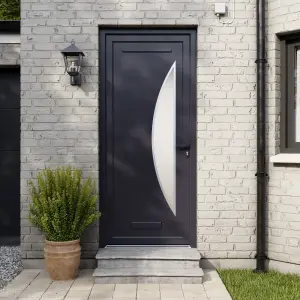 Fortia Hermoso Frosted Glazed Antracite LH External Front Door set, (H)2085mm (W)840mm