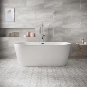 Perla Grey Matt Patterned Stone effect Ceramic Indoor Wall & floor Tile, Pack of 9, (L)330mm (W)330mm