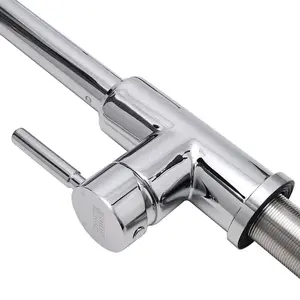 Single Stainless Steel Lever Handle Kitchen Tap with Pull-Out Hose in Silver