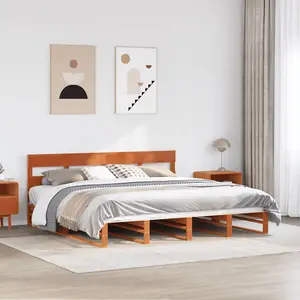 Berkfield Bed Frame without Mattress Wax Brown 200x200 cm Solid Wood Pine