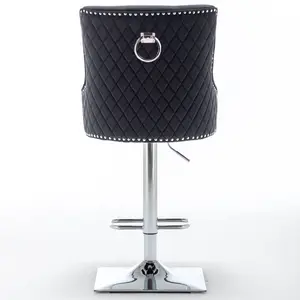 Portland Swivel Upholstered Adjustable Height Counter Stool with Metal Frame Black