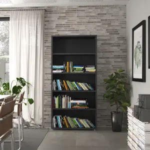 Prima Bookcase 4 Shelves in Black woodgrain