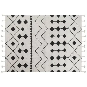 Cotton Area Rug 160 x 230 cm Black and White KHEMISSET