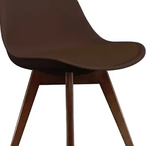 Soho Chocolate Plastic Dining Chair with Squared Dark Wood Legs