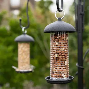 Gardman Black Metal Steel Peanut & Seed Wild Bird Hanging Garden Feeder A01171