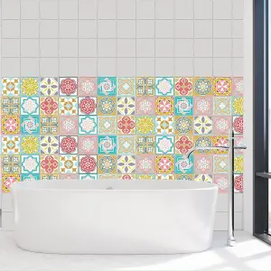 Walplus Malia Colourful Tiles Wall Stickers Mix - 10 cm x 10 cm - 120 pcsTile Stickers PVC