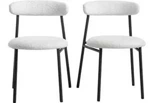 Donna Set Of 2 White Boucle Dining Chairs - Dining Room Chairs - Dining Table Chairs - Daals - Dining Chairs