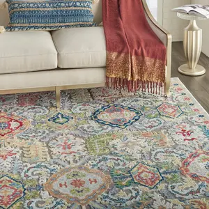 Grey/Multicolour Luxurious Floral Persian Traditional Rug for Living Room Bedroom and Dining Room-71 X 244cm (Runner)