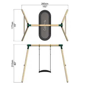 Rebo Boat Swing Seat Wooden Garden Swing Set - Double Boat Green