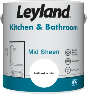 Leyland Kitchen & Bathroom Brilliant White Mid Sheen Paint 2.5L