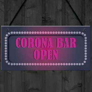 CORONA BAR OPEN Sign Neon Effect Home Bar Pub Man Cave Hanging Sign