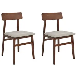 Set of 2 Dining Chairs STACY Rubberwood Taupe